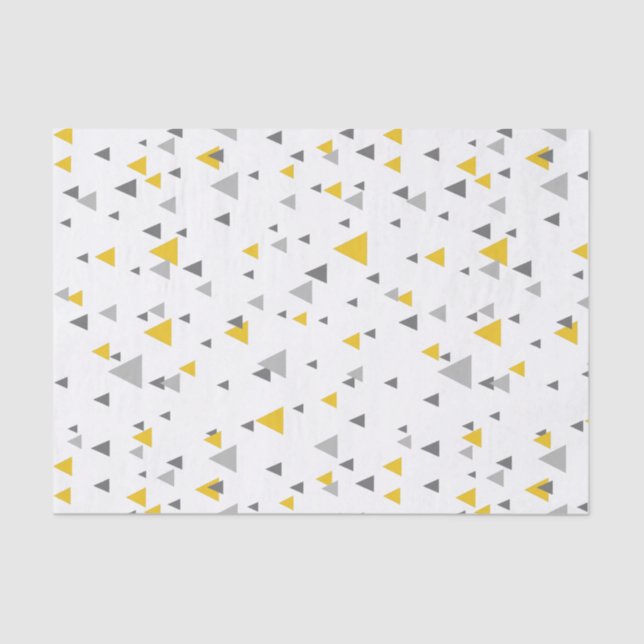 Papel De Seda Grays & Yellow Random Triangles Patrón moderno (Anverso)