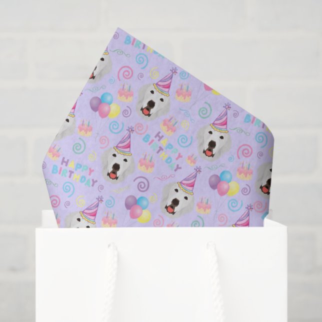Papel De Seda Great Pyrenees Birthday Tissue Paper in Purple (Bolsa de regalo)