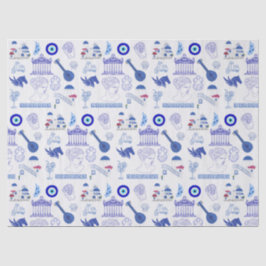 Papel De Seda Grecia Azul y Blanco