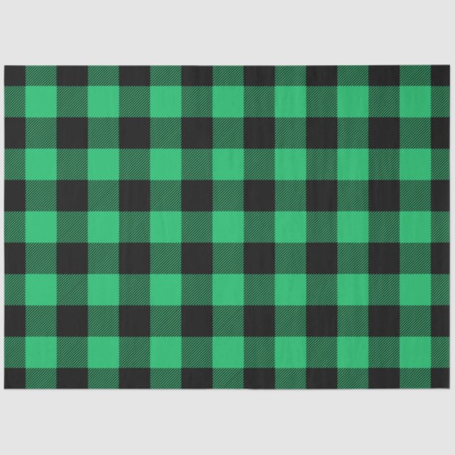 Papel De Seda Green and Black Buffalo Check Gingham Holiday (Anverso)