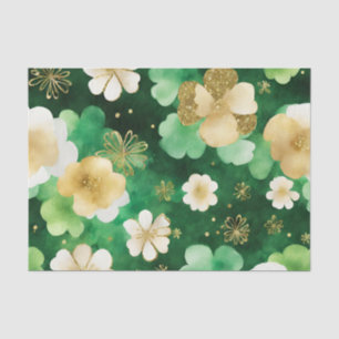Papel De Seda Green and Gold St Patrick's Day Shamrock