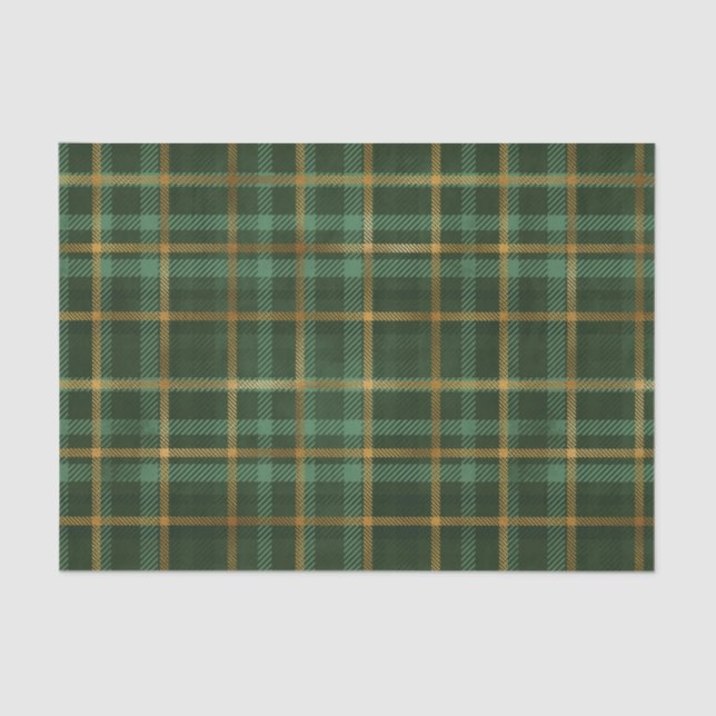 Papel De Seda Green and Gold Tartan Plaid (Anverso)