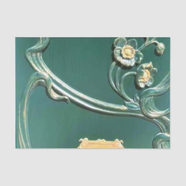 Papel De Seda Green, art nouveau, belle epoque, madera, cosecha (Anverso)