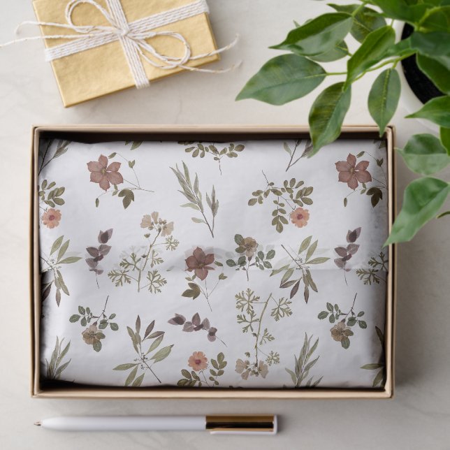 Papel De Seda Green Burgundy Wildflower (Regalo )