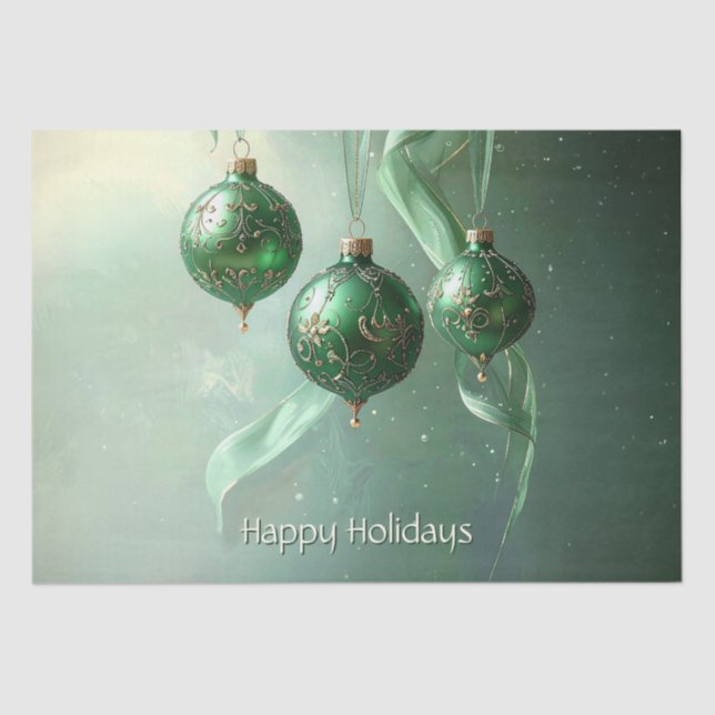 Papel De Seda Green Christmas Ball Holiday (Anverso)