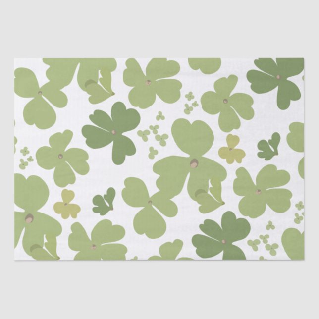Papel De Seda Green Cloverleaf St Patrick Day Garden (Anverso)