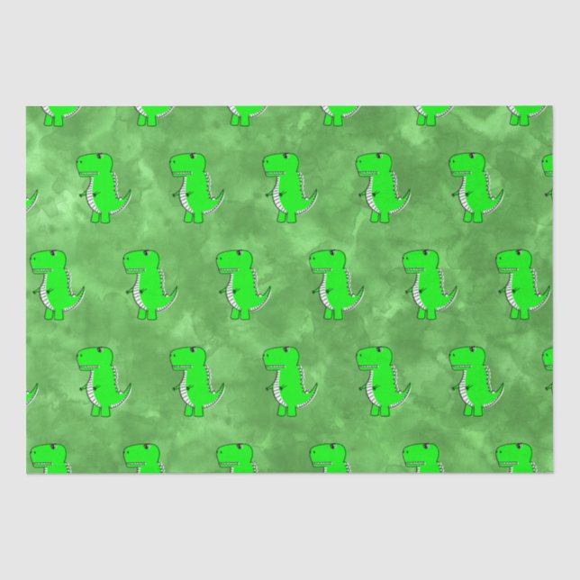 Papel De Seda Green Dino Watercolor Baby Shower (Anverso)