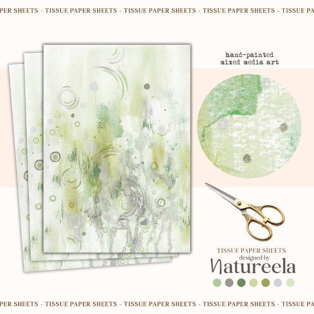 Papel De Seda Green Elegant Abstract Decoupage Tissue Paper (Subido por el creador)