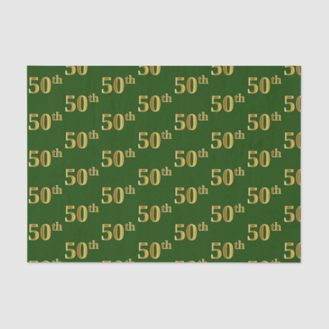 Papel De Seda Green, Faux Gold 50th (50º) Event (Anverso)