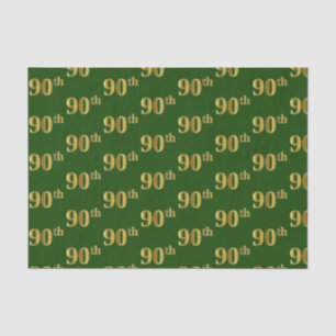 Papel De Seda Green, Faux Gold 90th (Ninetieth) Event