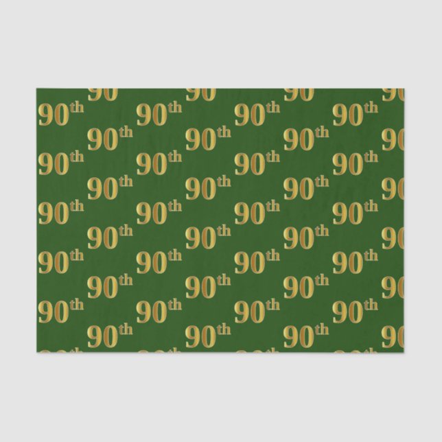 Papel De Seda Green, Faux Gold 90th (Ninetieth) Event (Anverso)