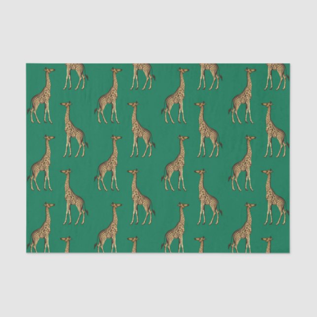 Papel De Seda Green Giraffe Wildlife (Anverso)