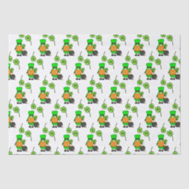 Papel De Seda Green Leprechaun Gnome con Shamrock