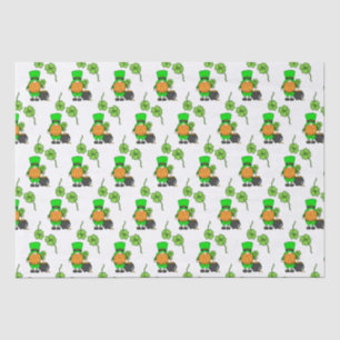 Papel De Seda Green Leprechaun Gnome con Shamrock 