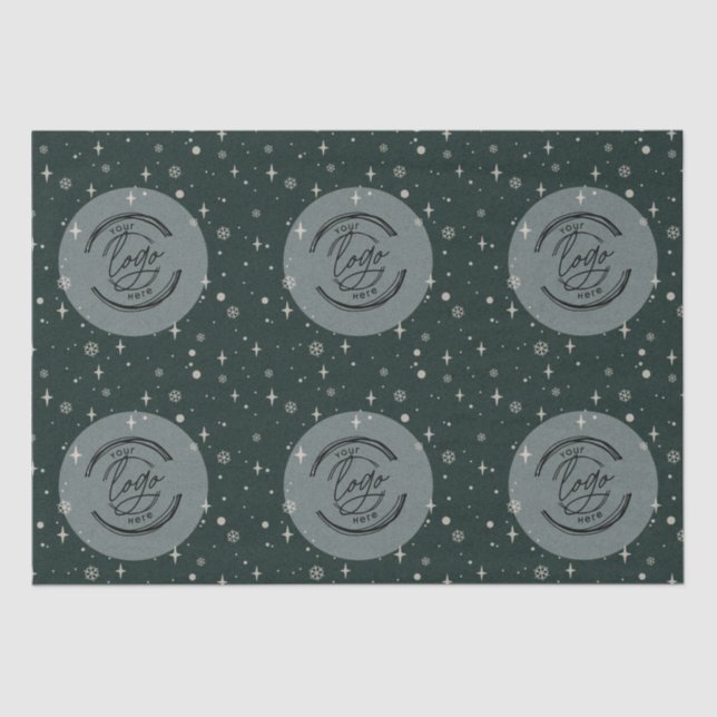 Papel De Seda Green Merry Christmas Business Logo Snowflake (Anverso)