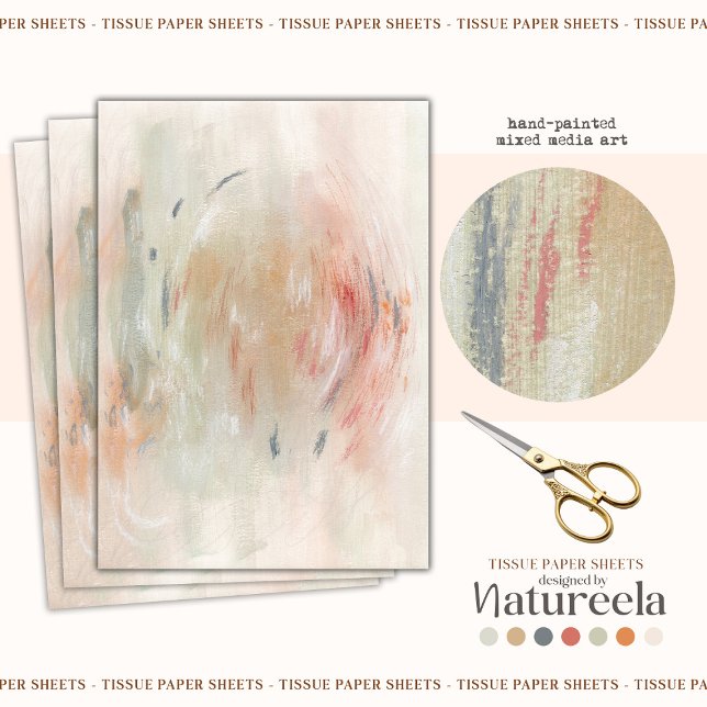 Papel De Seda Green Orange Pink Abstract Decoupage Tissue Paper (Subido por el creador)