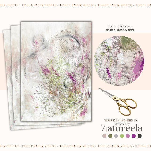 Papel De Seda Green Pink Abstract Design Decoupage Tissue Paper (Subido por el creador)