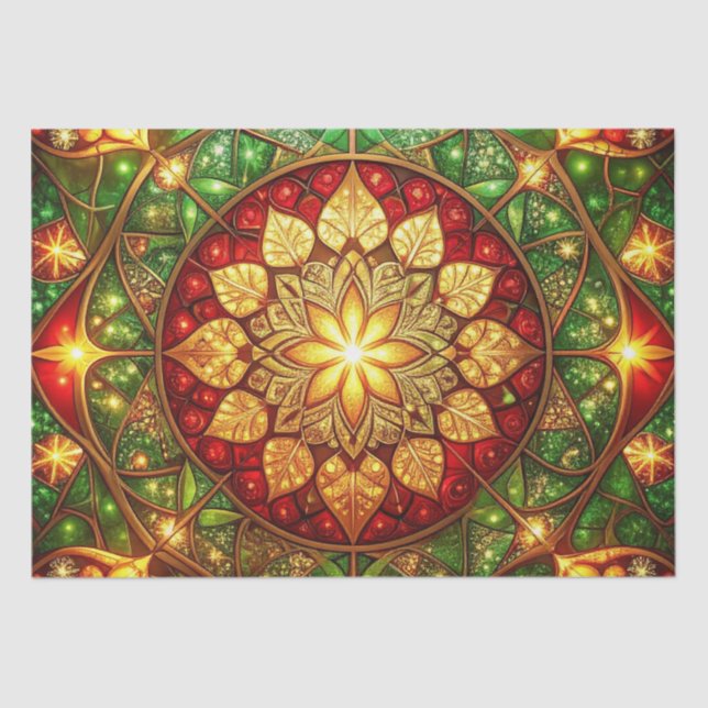 Papel De Seda Green Red Decorative Holiday Tissue Paper (Anverso)