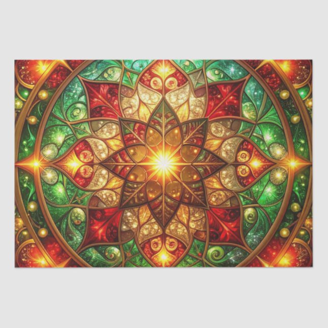 Papel De Seda Green Red Decorative Holiday Tissue Paper (Anverso)