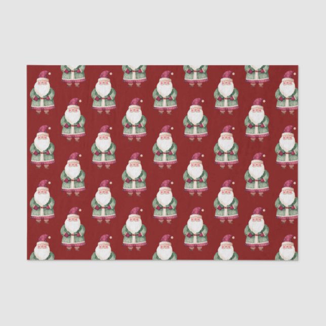 Papel De Seda Green Red Merry Christmas Santa (Anverso)