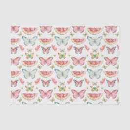 Papel De Seda Green Red Watermelon Blue Butterflies Birthday