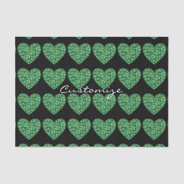 Papel De Seda Green Shamrock Heart St Patrick's Day (Anverso)