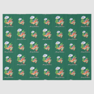Papel De Seda Green Sunny Funny Merry Christmas Pattern