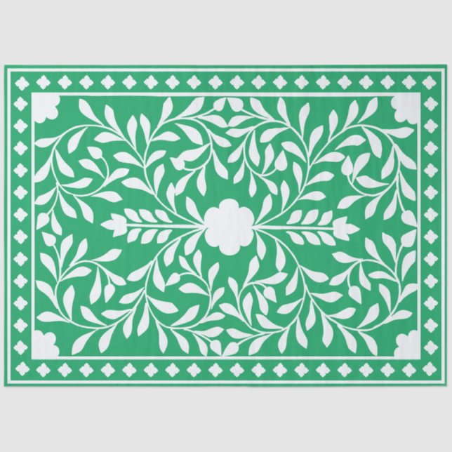 Papel De Seda Green Traditional Bone Inlay Decoupage Paper (Anverso)