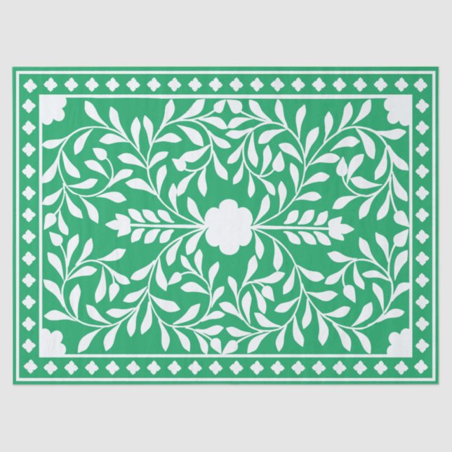Papel De Seda Green Traditional Bone Inlay Decoupage Paper (Anverso)