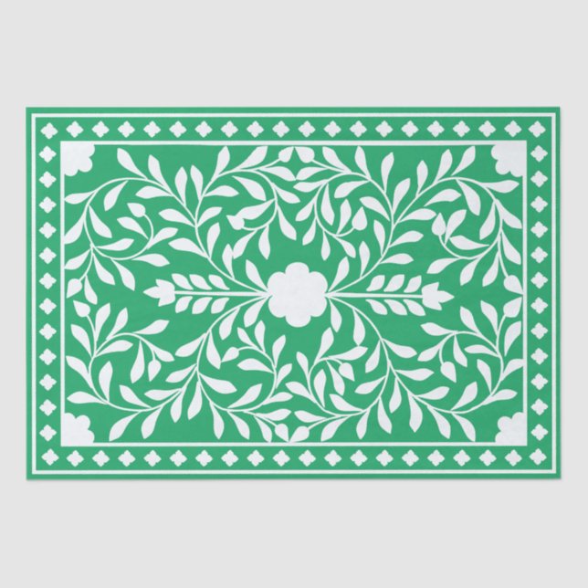 Papel De Seda Green Traditional Bone Inlay Decoupage Paper (Anverso)