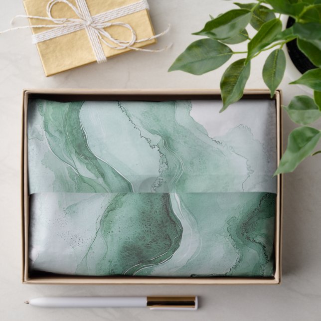 Papel De Seda Green Wave Abstract Birthday (Regalo )