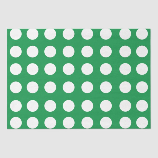 Papel De Seda Green White Polka Dot Classic Elegante (Anverso)