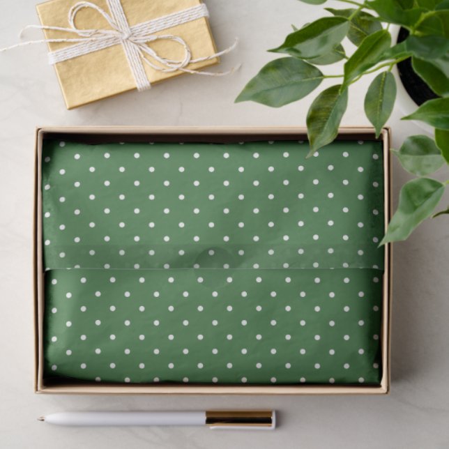 Papel De Seda Green with White Polka Dots Tissue Paper (Regalo )