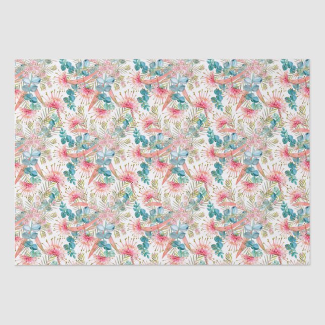 Papel De Seda Grevillea Rosa Y Eucalipto (Anverso)