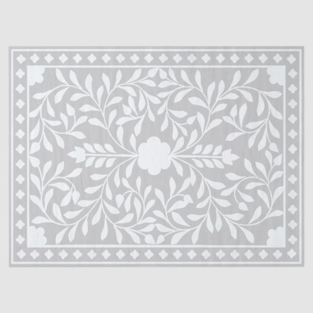 Papel De Seda Grey Traditional Bone Inlay Decoupage Paper (Anverso)