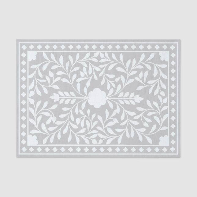 Papel De Seda Grey Traditional Bone Inlay Decoupage Paper (Anverso)