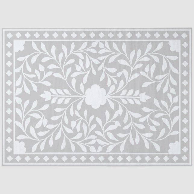 Papel De Seda Grey Traditional Bone Inlay Decoupage Paper (Anverso)