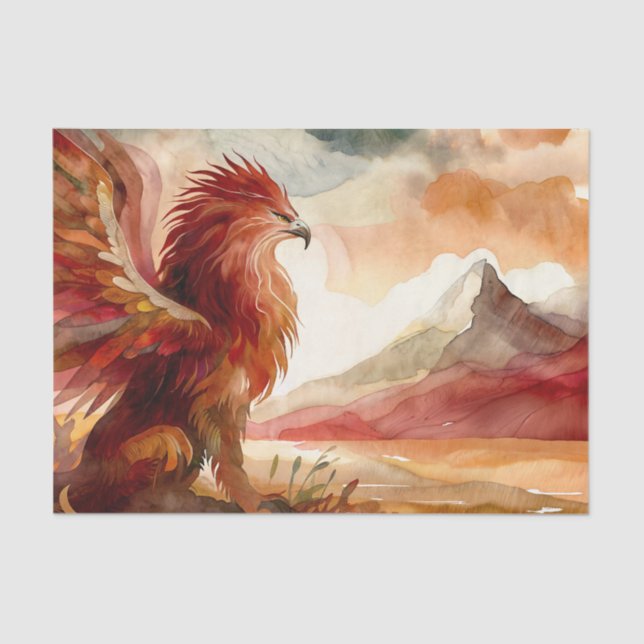 Papel De Seda Griffin con arte acuático paisajístico de montaña (Anverso)