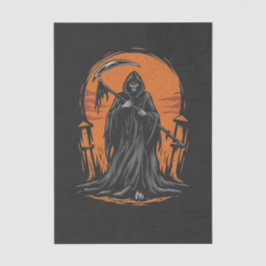 Papel De Seda Grim Reaper Cartoon in Sunset Graveyard