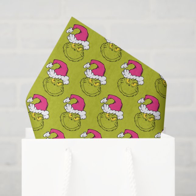 Papel De Seda Grinch con sombrero rosa de Santa (Bolsa de regalo)