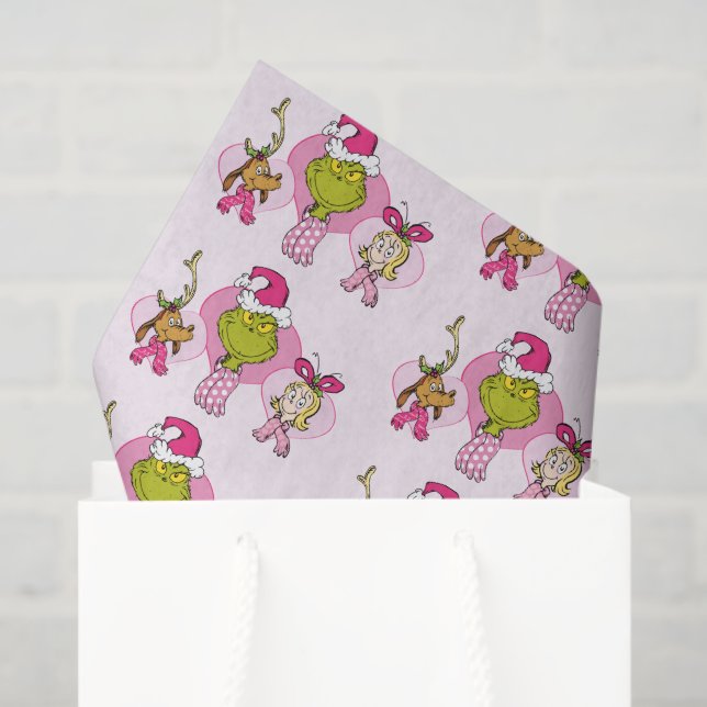 Papel De Seda Grinch Crew in Pink Valentine's Portrait (Bolsa de regalo)