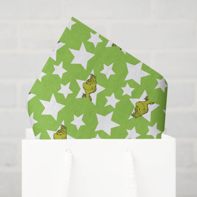 Papel De Seda Grinch Peeking Star Pattern (Bolsa de regalo)