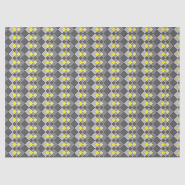 Papel De Seda Gris Amarillo de moda Moda Diamante Patrón Geométr (Anverso)