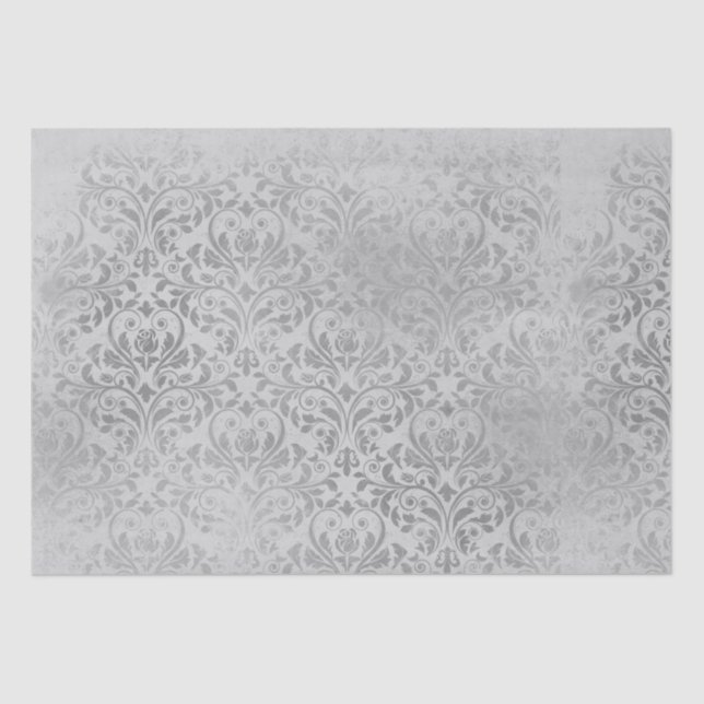 Papel de seda gris damasco vintage (Anverso)