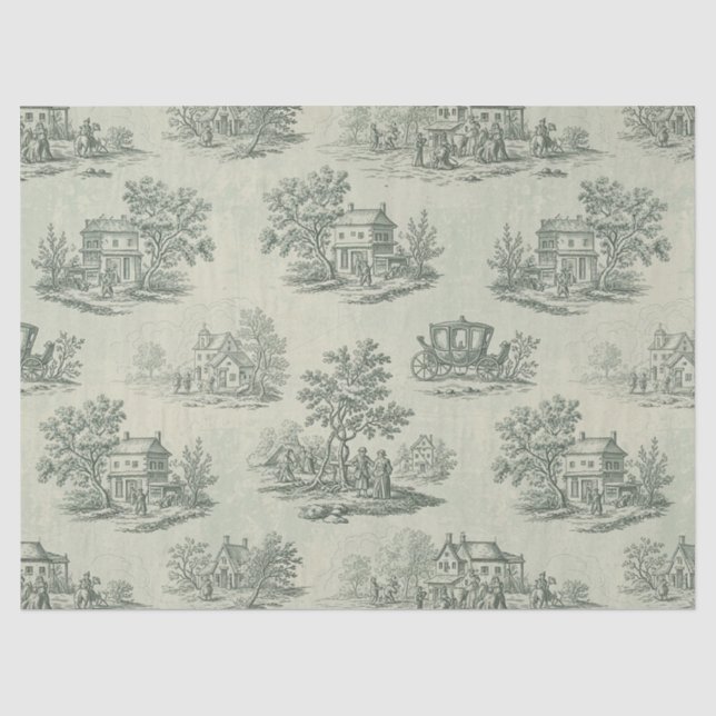 Papel De Seda Gris Suave Toile de Granja Rústica Campo (Anverso)