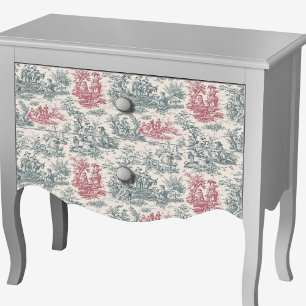 Papel De Seda Gris Vintage Rojo Toile de Jouy Floral
