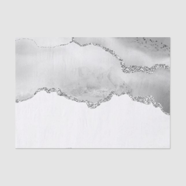Papel De Seda Gris White Marble Agble Simple Silver Purpurina (Anverso)