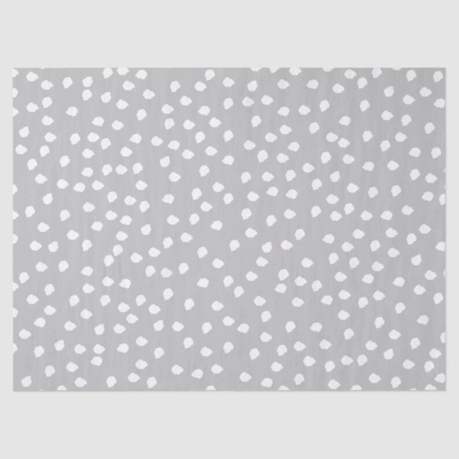 Papel De Seda Gris y blanco de punto mínimo de polka (Anverso)