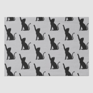 Papel De Seda Gris y gatos negros
