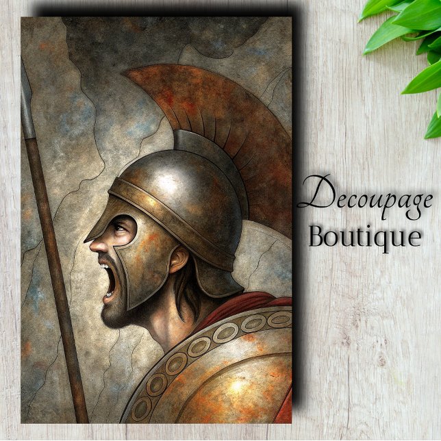 Papel De Seda Grito de batalla espartano decoupage (Spartan Battle Cry Decoupage Tissue Paper)
